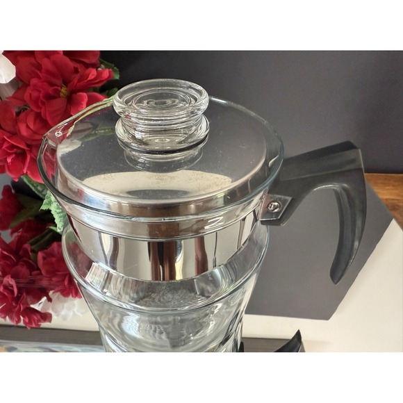 Vintage Pyrex Flameware Glass Coffee Percolator Pot 8 Cup Stovetop Complete USA - Picture 2 of 7